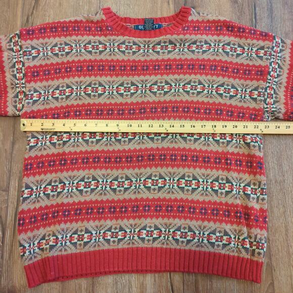VTG Old Navy Women's Large Knit Sweater Pattern Aztec Fair Isle Grandma Retro - Picture 5 of 6